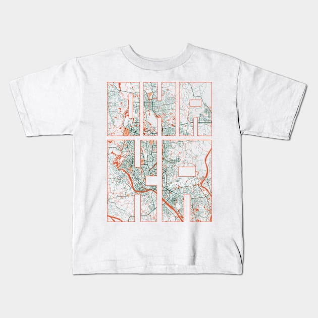 Dhaka, Bangladesh City Map Typography - Bohemian Kids T-Shirt by deMAP Studio